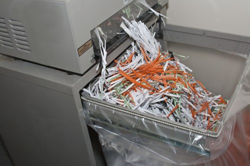 Electric low-carbon van used for commercial waste collections in Egham